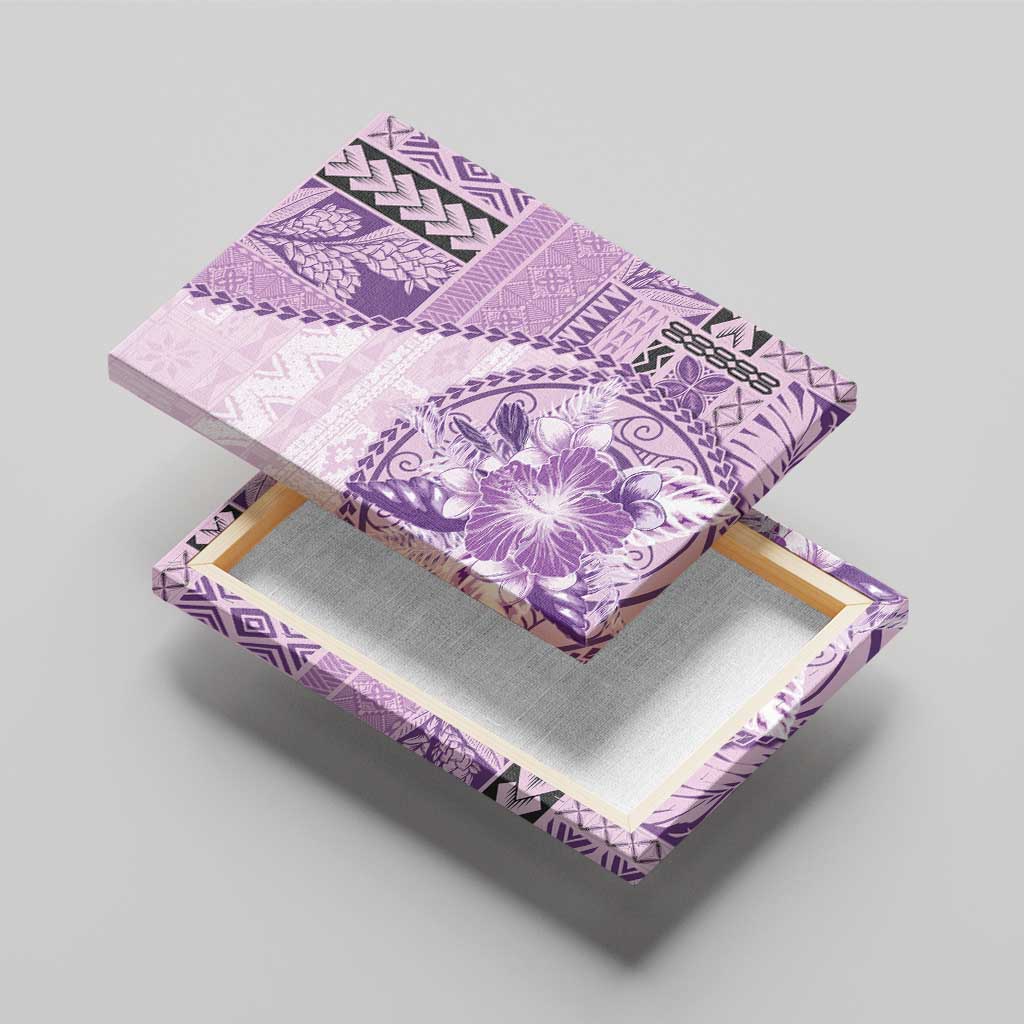 Samoa Siapo Elegant Canvas Wall Art Hibiscus Violet Motifs - Polynesian Pride