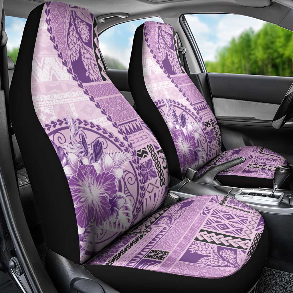 Samoa Siapo Elegant Car Seat Cover Hibiscus Violet Motifs - Polynesian Pride