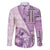 Samoa Siapo Elegant Family Matching Off The Shoulder Long Sleeve Dress and Hawaiian Shirt Hibiscus Violet Motifs - Polynesian Pride