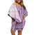 Samoa Siapo Elegant Family Matching Off Shoulder Short Dress and Hawaiian Shirt Hibiscus Violet Motifs - Polynesian Pride