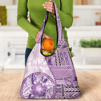 Samoa Siapo Elegant Grocery Bag Hibiscus Violet Motifs - Polynesian Pride