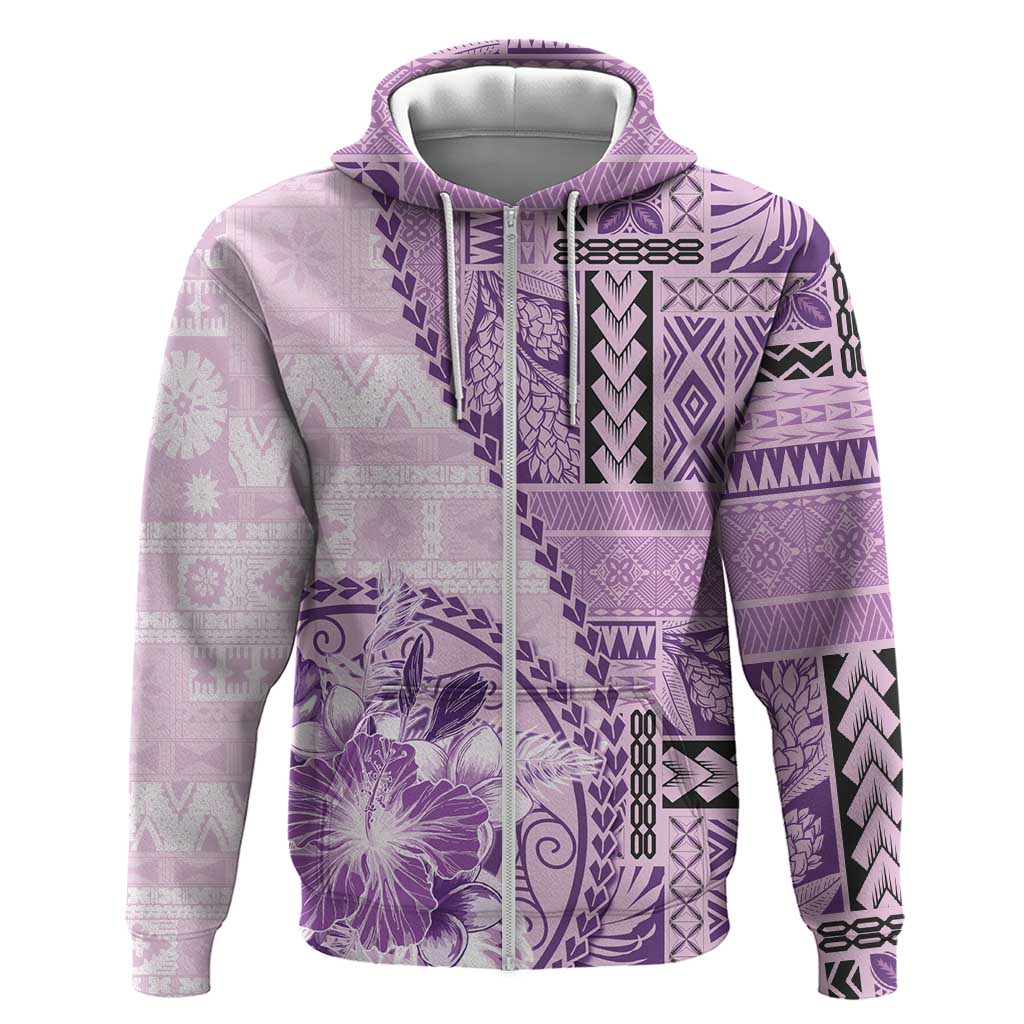 Samoa Siapo Elegant Hoodie Hibiscus Violet Motifs - Polynesian Pride