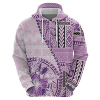 Samoa Siapo Elegant Hoodie Hibiscus Violet Motifs - Polynesian Pride