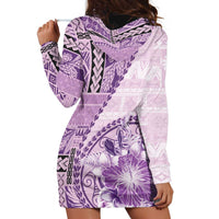 Samoa Siapo Elegant Hoodie Dress Hibiscus Violet Motifs LT05 - Polynesian Pride