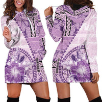 Samoa Siapo Elegant Hoodie Dress Hibiscus Violet Motifs LT05 - Polynesian Pride