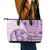 Samoa Siapo Elegant Leather Tote Bag Hibiscus Violet Motifs - Polynesian Pride