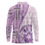 Samoa Siapo Elegant Long Sleeve Polo Shirt Hibiscus Violet Motifs - Polynesian Pride