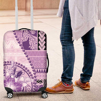 Samoa Siapo Elegant Luggage Cover Hibiscus Violet Motifs - Polynesian Pride