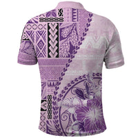 Samoa Siapo Elegant Polo Shirt Hibiscus Violet Motifs - Polynesian Pride
