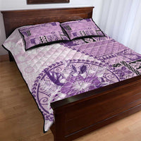 Samoa Siapo Elegant Quilt Bed Set Hibiscus Violet Motifs - Polynesian Pride