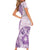 Samoa Siapo Elegant Short Sleeve Bodycon Dress Hibiscus Violet Motifs - Polynesian Pride