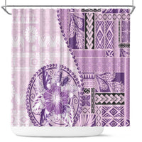 Samoa Siapo Elegant Shower Curtain Hibiscus Violet Motifs - Polynesian Pride