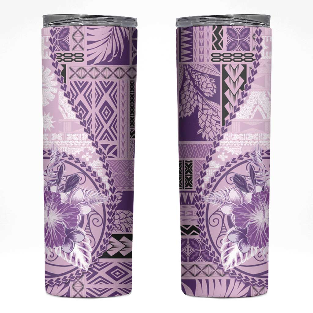 Samoa Siapo Elegant Skinny Tumbler Hibiscus Violet Motifs LT05 Violet - Polynesian Pride