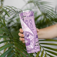 Samoa Siapo Elegant Skinny Tumbler Hibiscus Violet Motifs LT05 - Polynesian Pride