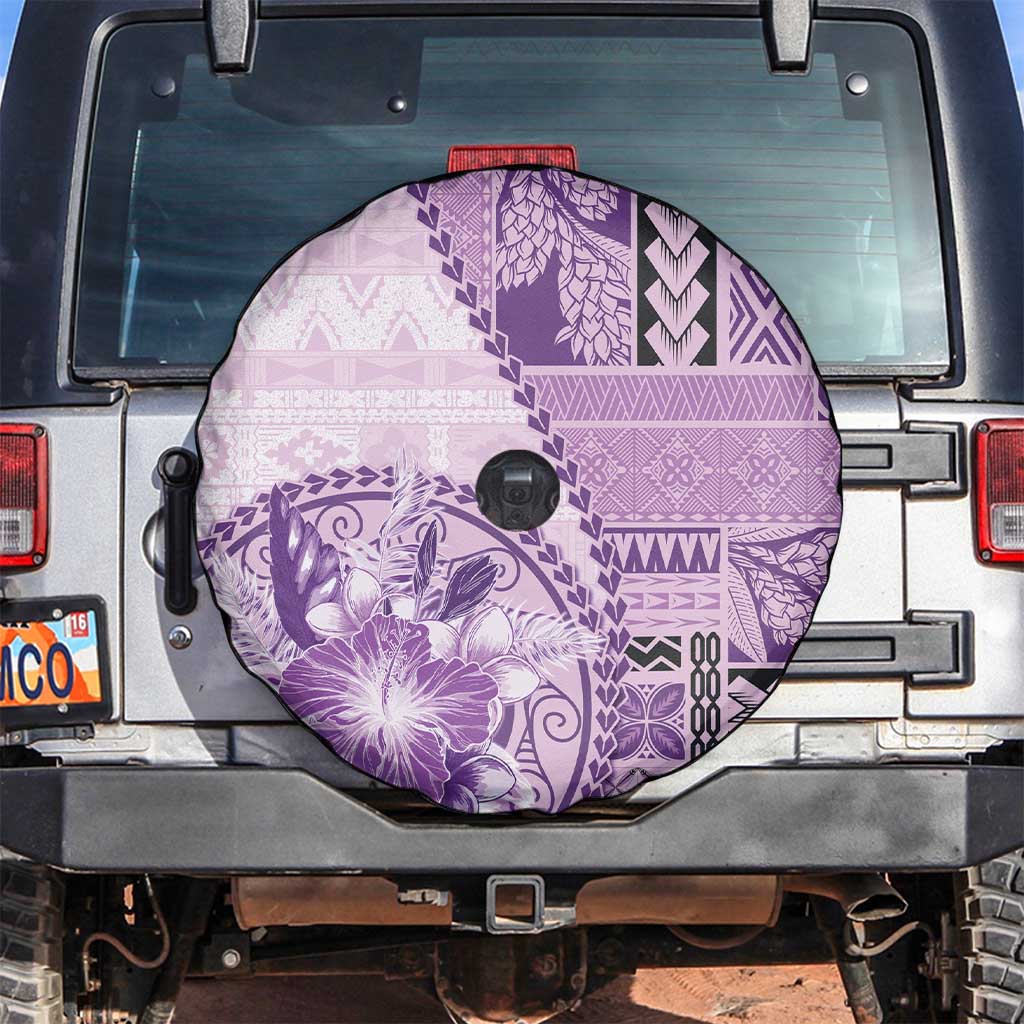 Samoa Siapo Elegant Spare Tire Cover Hibiscus Violet Motifs LT05 Violet - Polynesian Pride