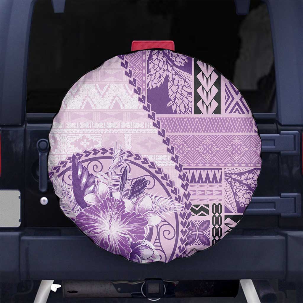 Samoa Siapo Elegant Spare Tire Cover Hibiscus Violet Motifs LT05 No hole Violet - Polynesian Pride