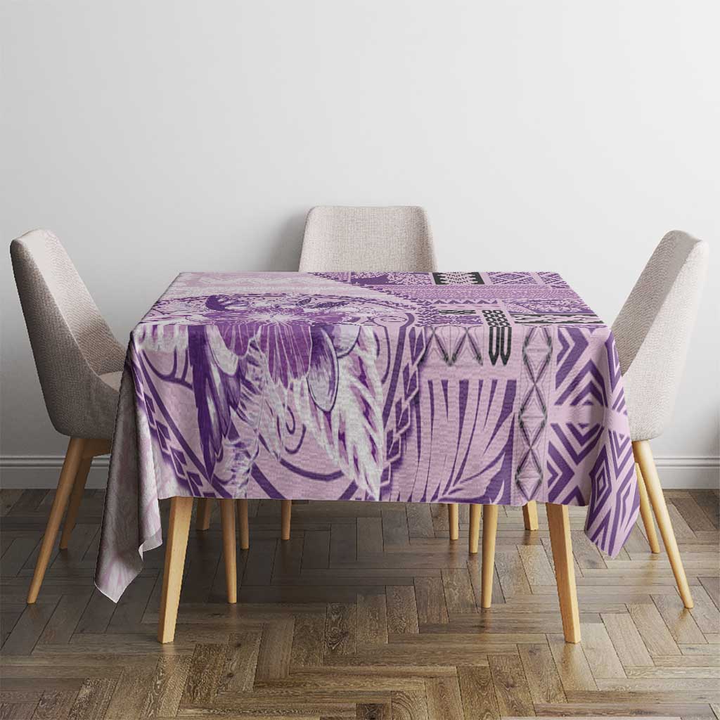 Samoa Siapo Elegant Tablecloth Hibiscus Violet Motifs - Polynesian Pride