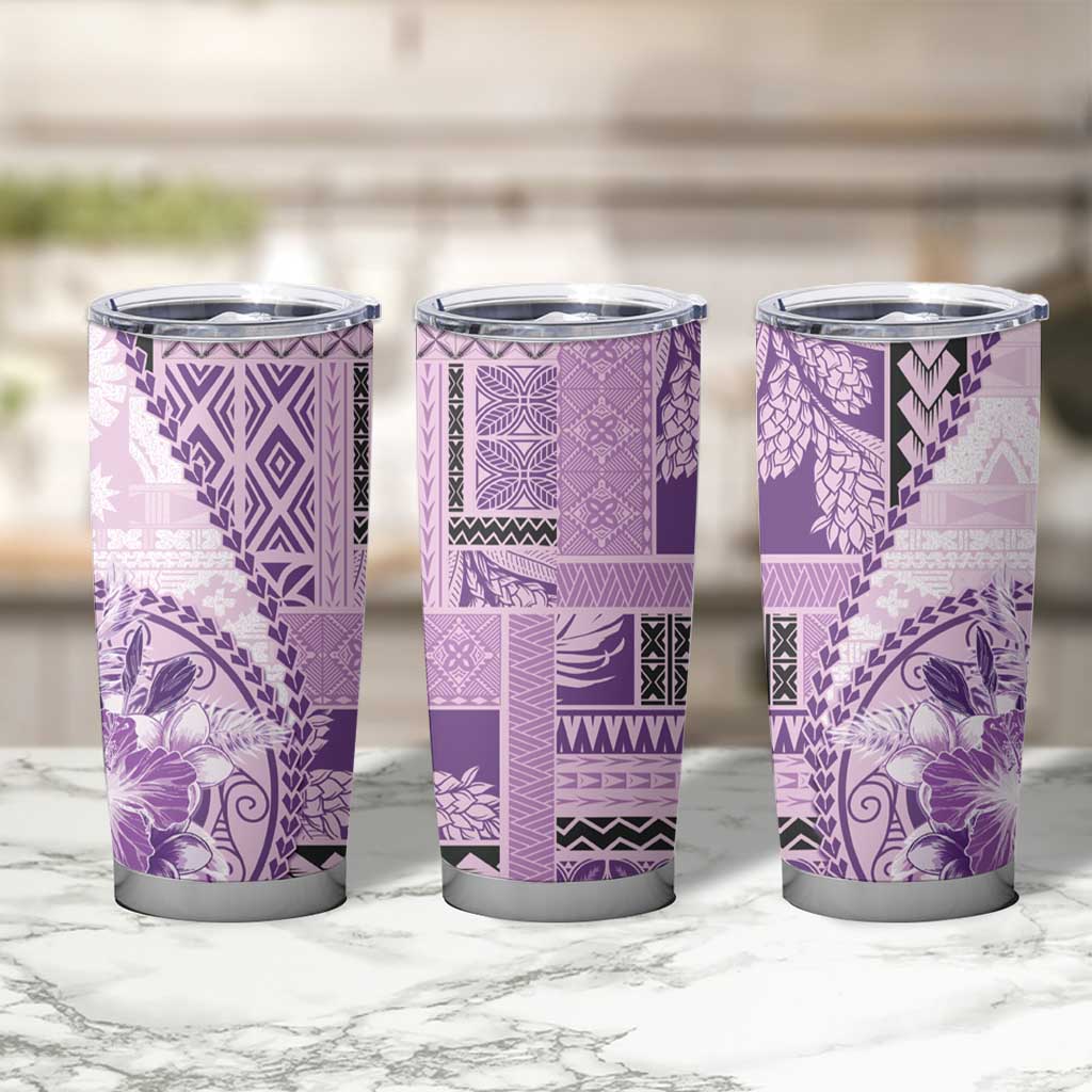 Samoa Siapo Elegant Tumbler Cup Hibiscus Violet Motifs - Polynesian Pride