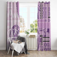 Samoa Siapo Elegant Window Curtain Hibiscus Violet Motifs - Polynesian Pride