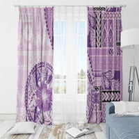 Samoa Siapo Elegant Window Curtain Hibiscus Violet Motifs - Polynesian Pride