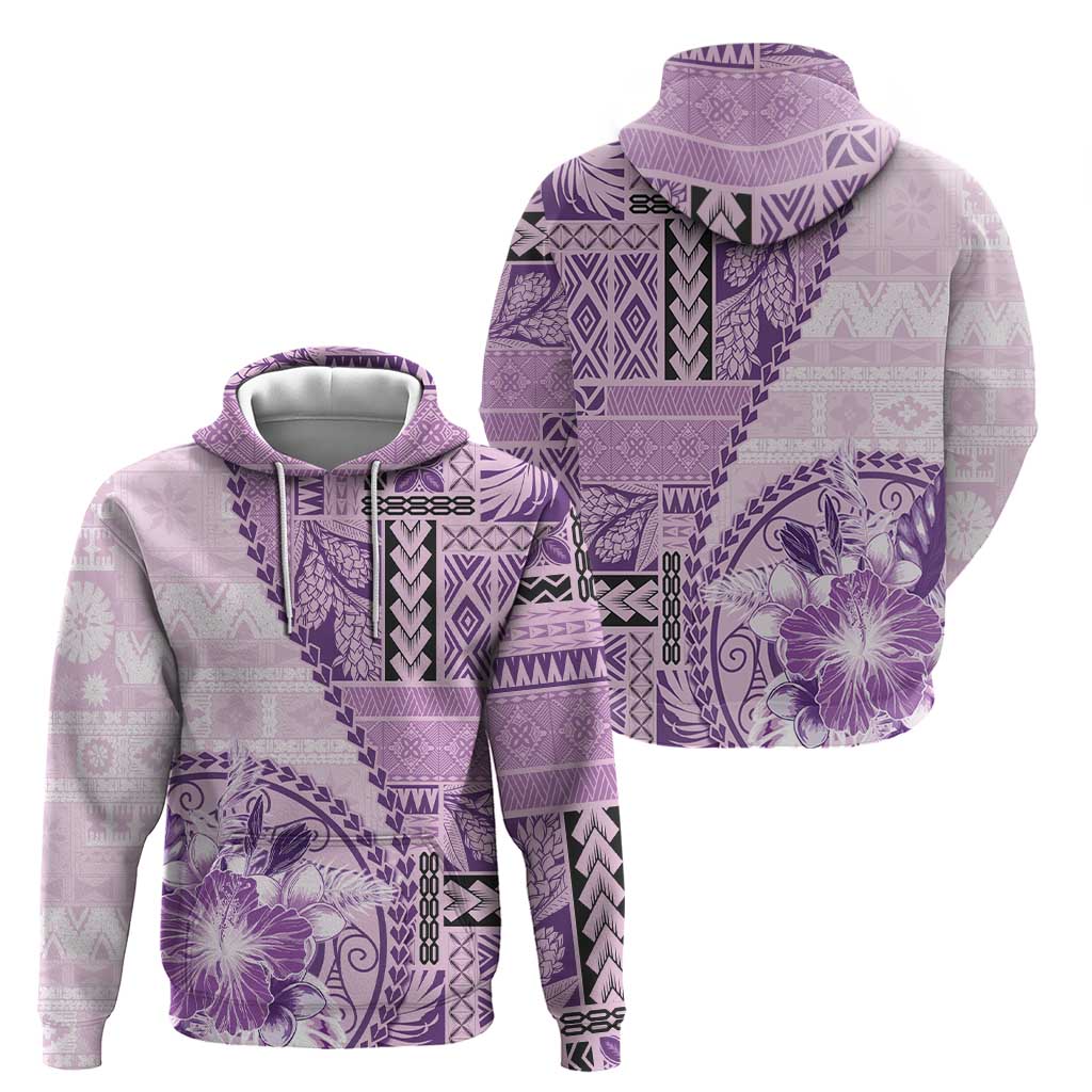 Samoa Siapo Elegant Zip Hoodie Hibiscus Violet Motifs - Polynesian Pride