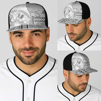 Samoa Siapo Elegant Baseball Net Cap Hibiscus White Motifs - Polynesian Pride