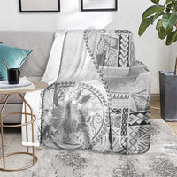 Samoa Siapo Elegant Blanket Hibiscus White Motifs - Polynesian Pride