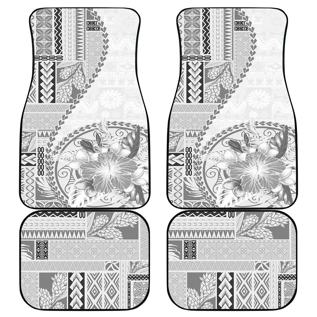 Samoa Siapo Elegant Car Mats Hibiscus White Motifs - Polynesian Pride