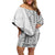 Samoa Siapo Elegant Family Matching Off Shoulder Short Dress and Hawaiian Shirt Hibiscus White Motifs - Polynesian Pride