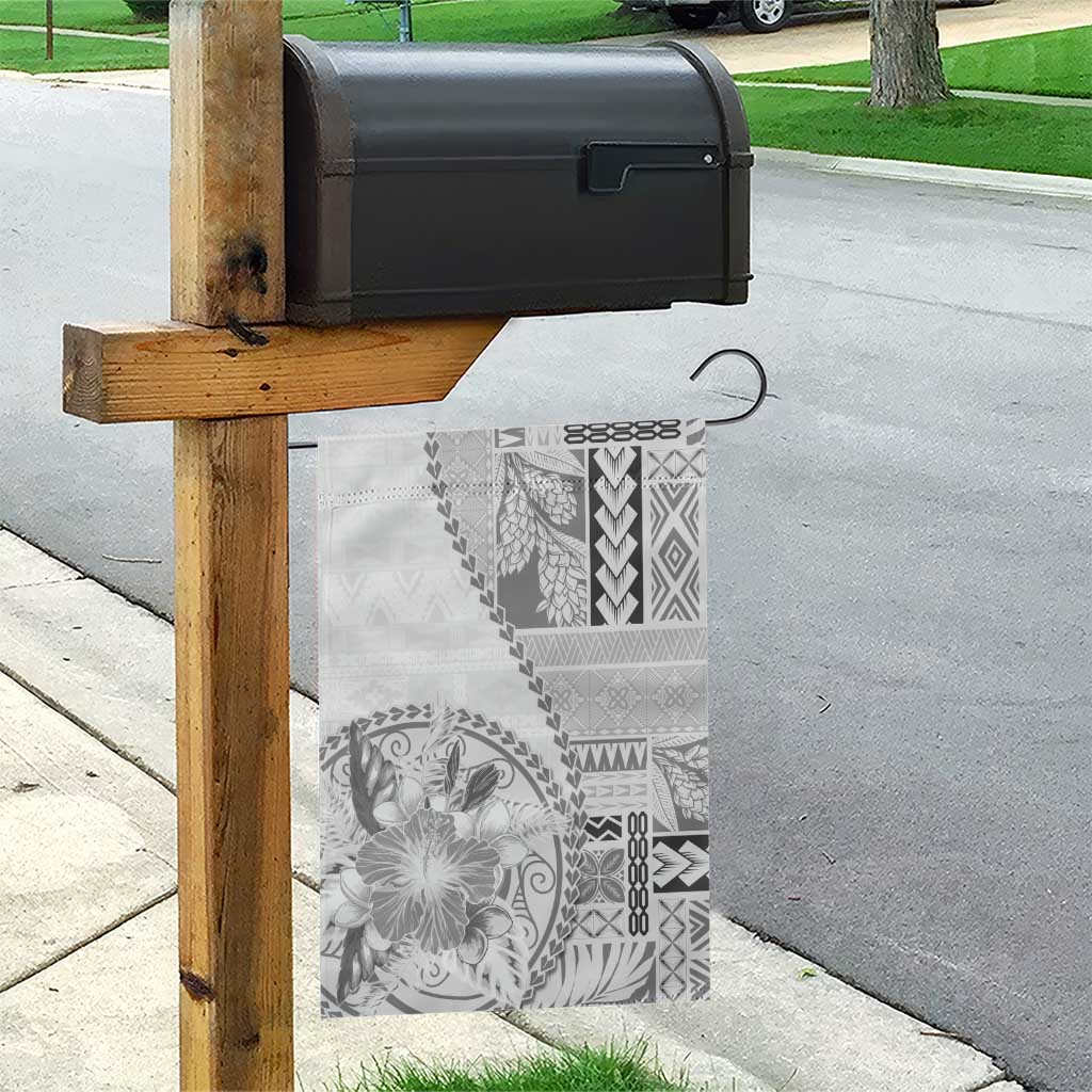 Samoa Siapo Elegant Garden Flag Hibiscus White Motifs - Polynesian Pride