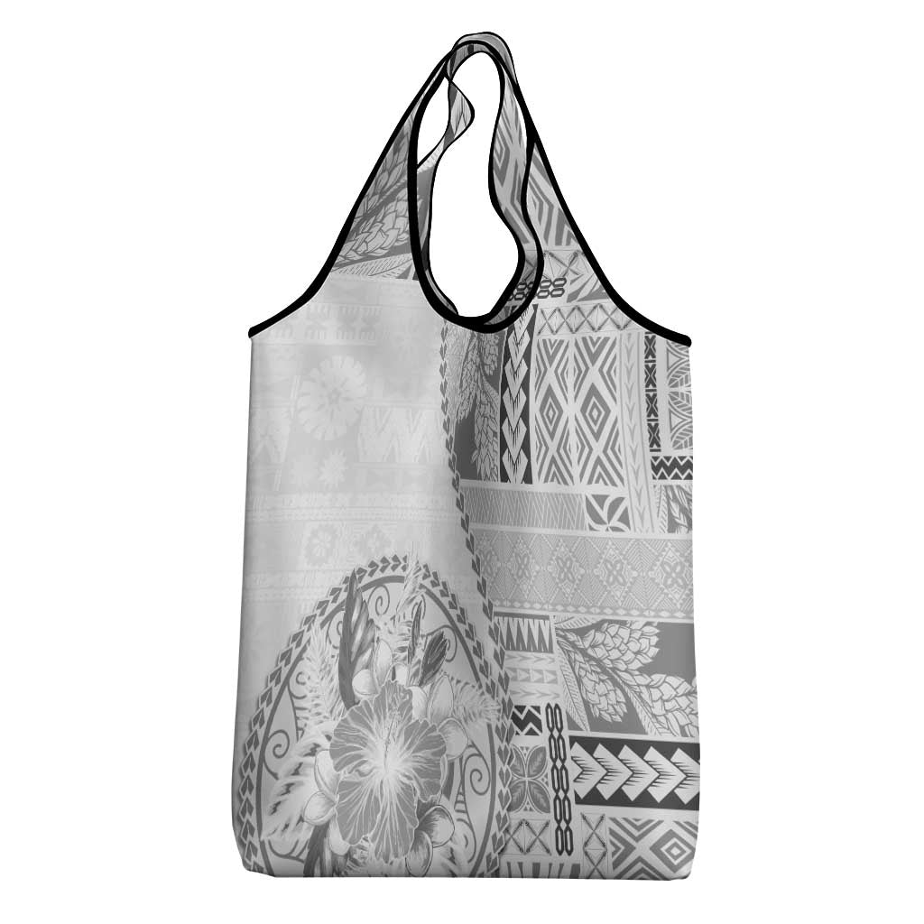 Samoa Siapo Elegant Grocery Bag Hibiscus White Motifs - Polynesian Pride