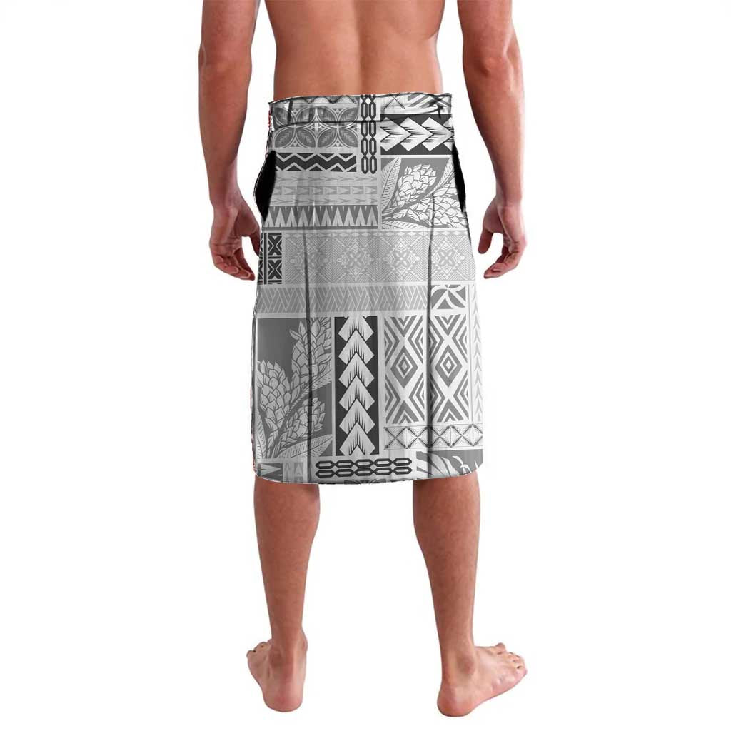 Samoa Siapo Elegant Lavalava Hibiscus White Motifs - Polynesian Pride