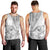 Samoa Siapo Elegant Men Tank Top Hibiscus White Motifs - Polynesian Pride