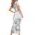 Samoa Siapo Elegant Short Sleeve Bodycon Dress Hibiscus White Motifs - Polynesian Pride