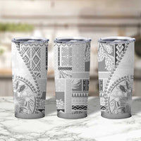 Samoa Siapo Elegant Tumbler Cup Hibiscus White Motifs - Polynesian Pride