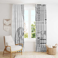 Samoa Siapo Elegant Window Curtain Hibiscus White Motifs - Polynesian Pride