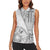 Samoa Siapo Elegant Women Sleeveless Polo Shirt Hibiscus White Motifs - Polynesian Pride