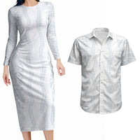 Samoa Lotu Tamaiti Couples Matching Long Sleeve Bodycon Dress and Hawaiian Shirt Teuila With Tribal Motifs