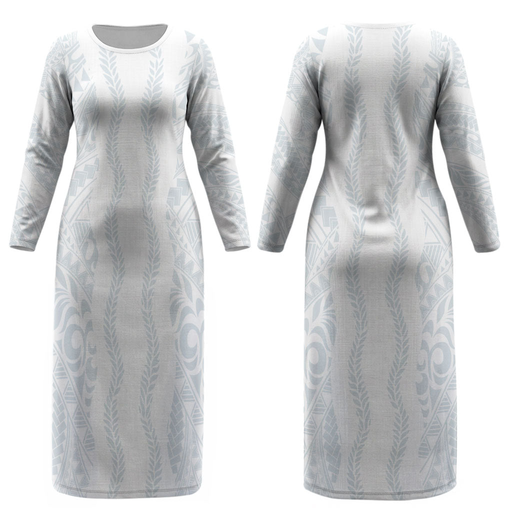 Samoa Lotu Tamaiti Couples Matching Long Sleeve Bodycon Dress and Long Sleeve Button Shirt Teuila With Tribal Motifs