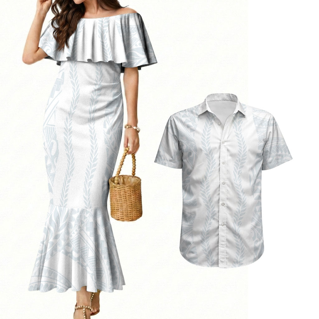 Samoa Lotu Tamaiti Couples Matching Mermaid Dress and Hawaiian Shirt Teuila With Tribal Motifs