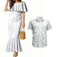 Samoa Lotu Tamaiti Couples Matching Mermaid Dress and Hawaiian Shirt Teuila With Tribal Motifs