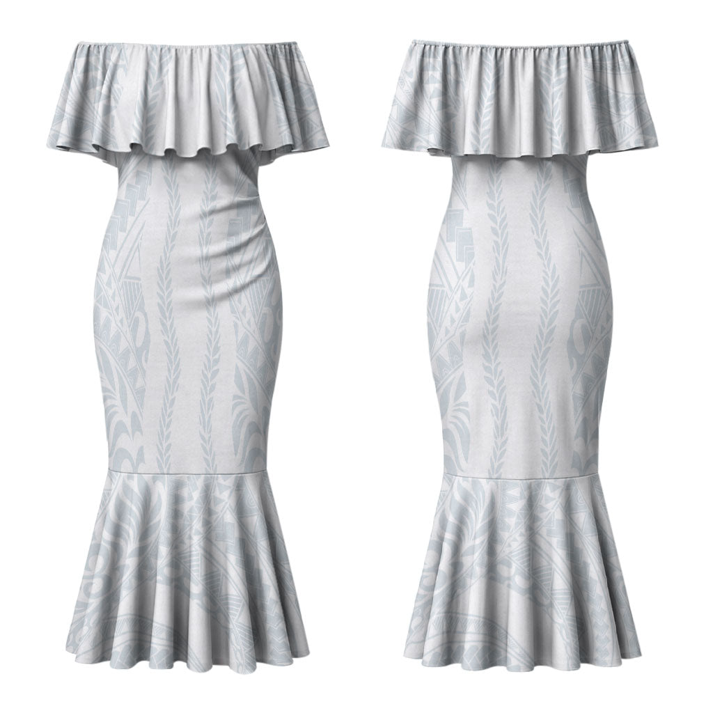 Samoa Lotu Tamaiti Couples Matching Mermaid Dress and Long Sleeve Button Shirt Teuila With Tribal Motifs