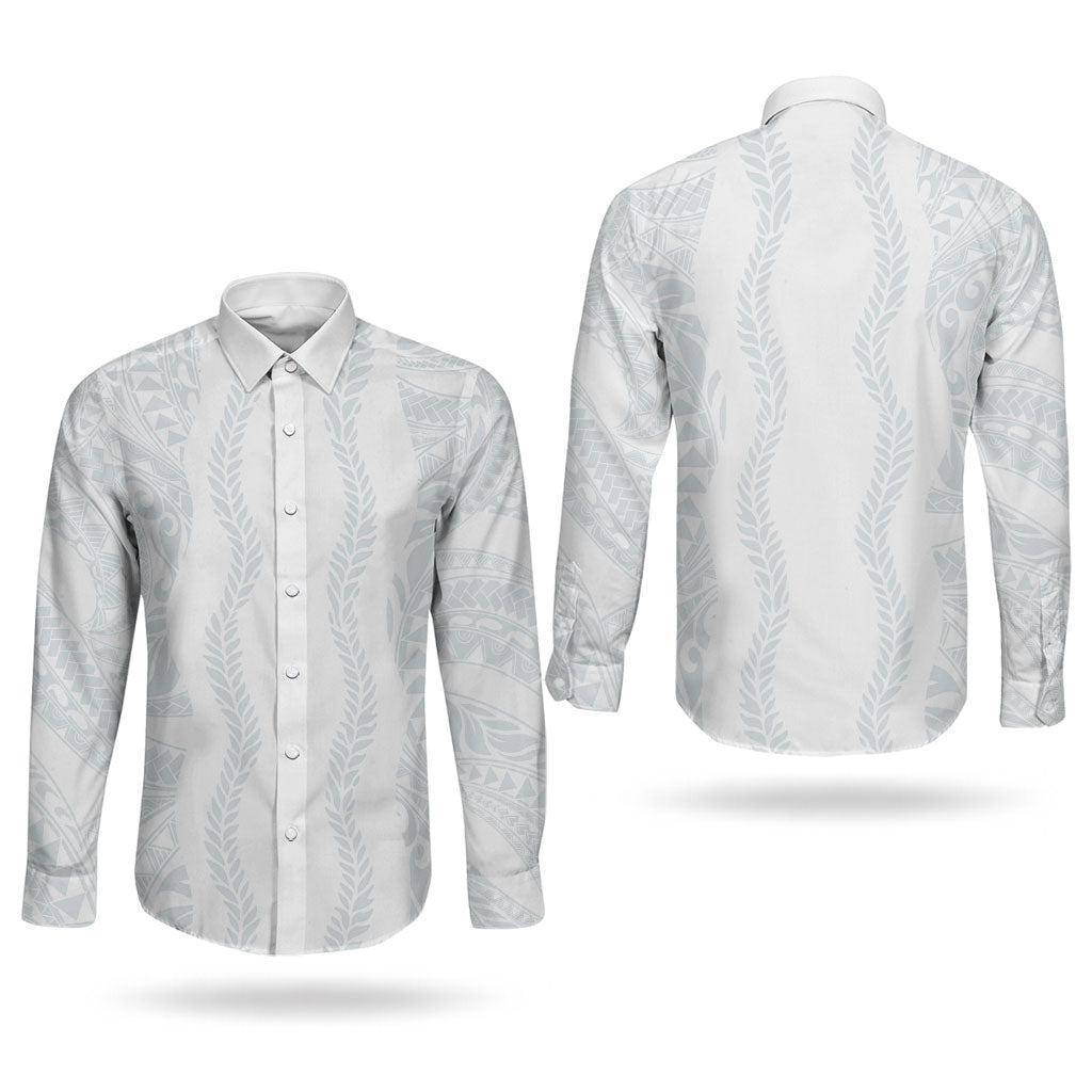 Samoa Lotu Tamaiti Couples Matching Off Shoulder Maxi Dress and Long Sleeve Button Shirt Teuila With Tribal Motifs