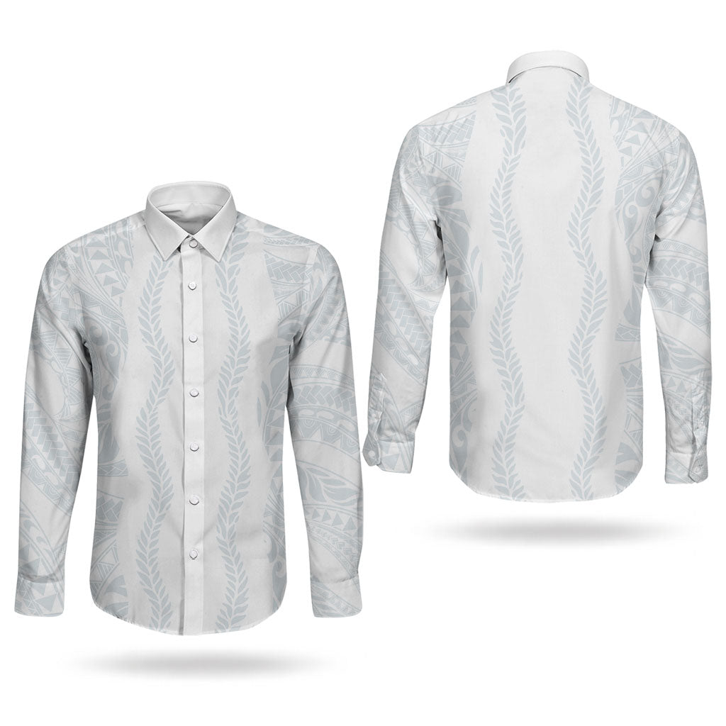 Samoa Lotu Tamaiti Couples Matching Off Shoulder Short Dress and Long Sleeve Button Shirt Teuila With Tribal Motifs