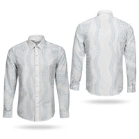 Samoa Lotu Tamaiti Couples Matching Off Shoulder Short Dress and Long Sleeve Button Shirt Teuila With Tribal Motifs