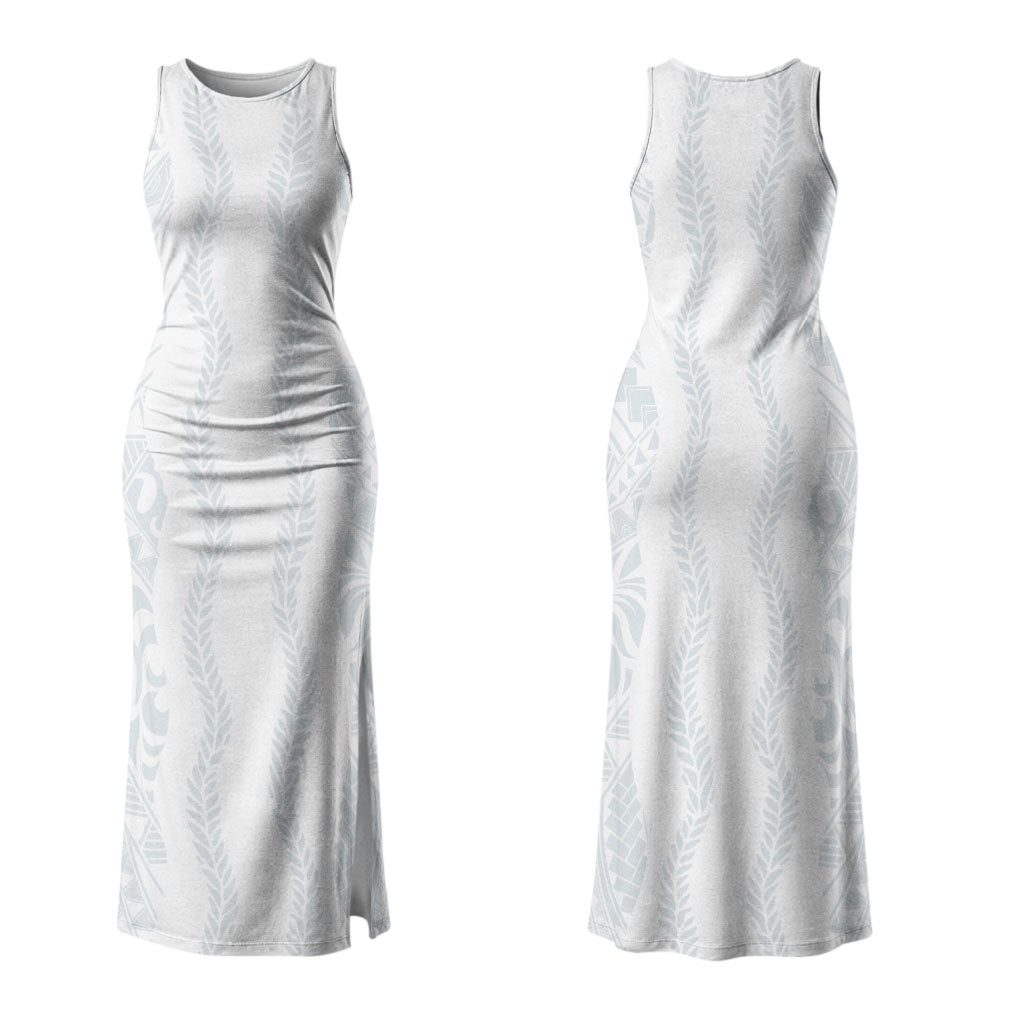 Samoa Lotu Tamaiti Couples Matching Tank Maxi Dress and Long Sleeve Button Shirt Teuila With Tribal Motifs