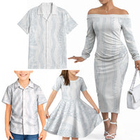 Samoa Lotu Tamaiti Family Matching Off The Shoulder Long Sleeve Dress and Hawaiian Shirt Teuila With Tribal Motifs