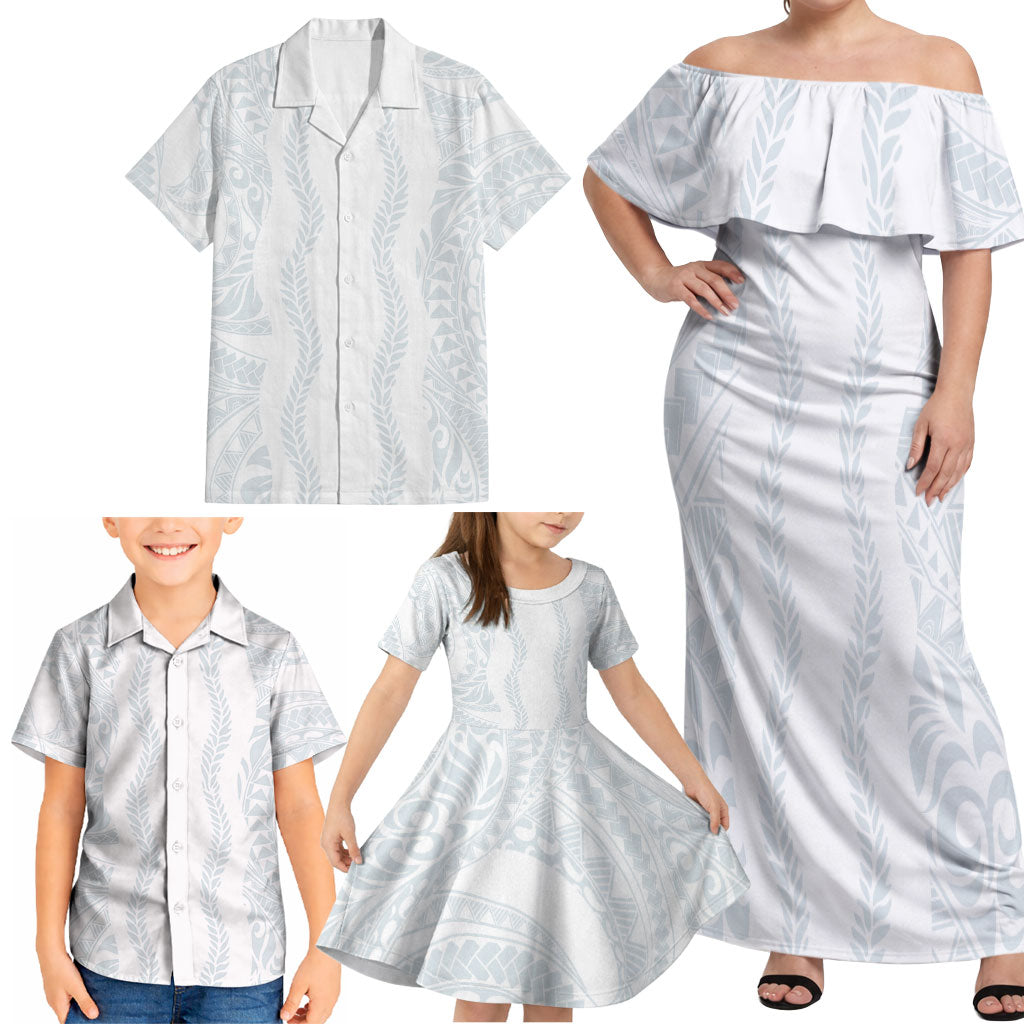 Samoa Lotu Tamaiti Family Matching Off Shoulder Maxi Dress and Hawaiian Shirt Teuila With Tribal Motifs