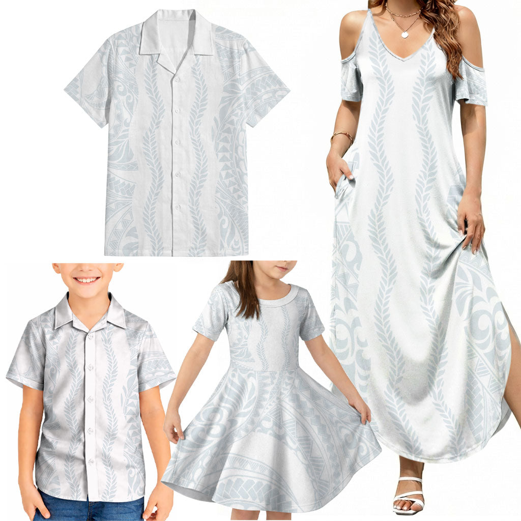 Samoa Lotu Tamaiti Family Matching Summer Maxi Dress and Hawaiian Shirt Teuila With Tribal Motifs