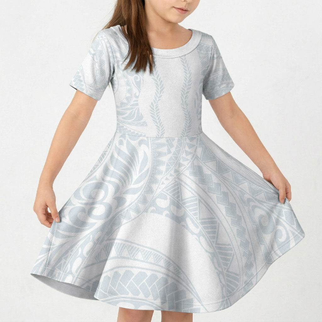 Samoa Lotu Tamaiti Kid Short Sleeve Dress Teuila With Tribal Motifs